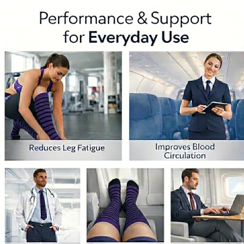 Image of Diamond Star 6 Pairs Compression Socks for Men & Women, Knee High Socks