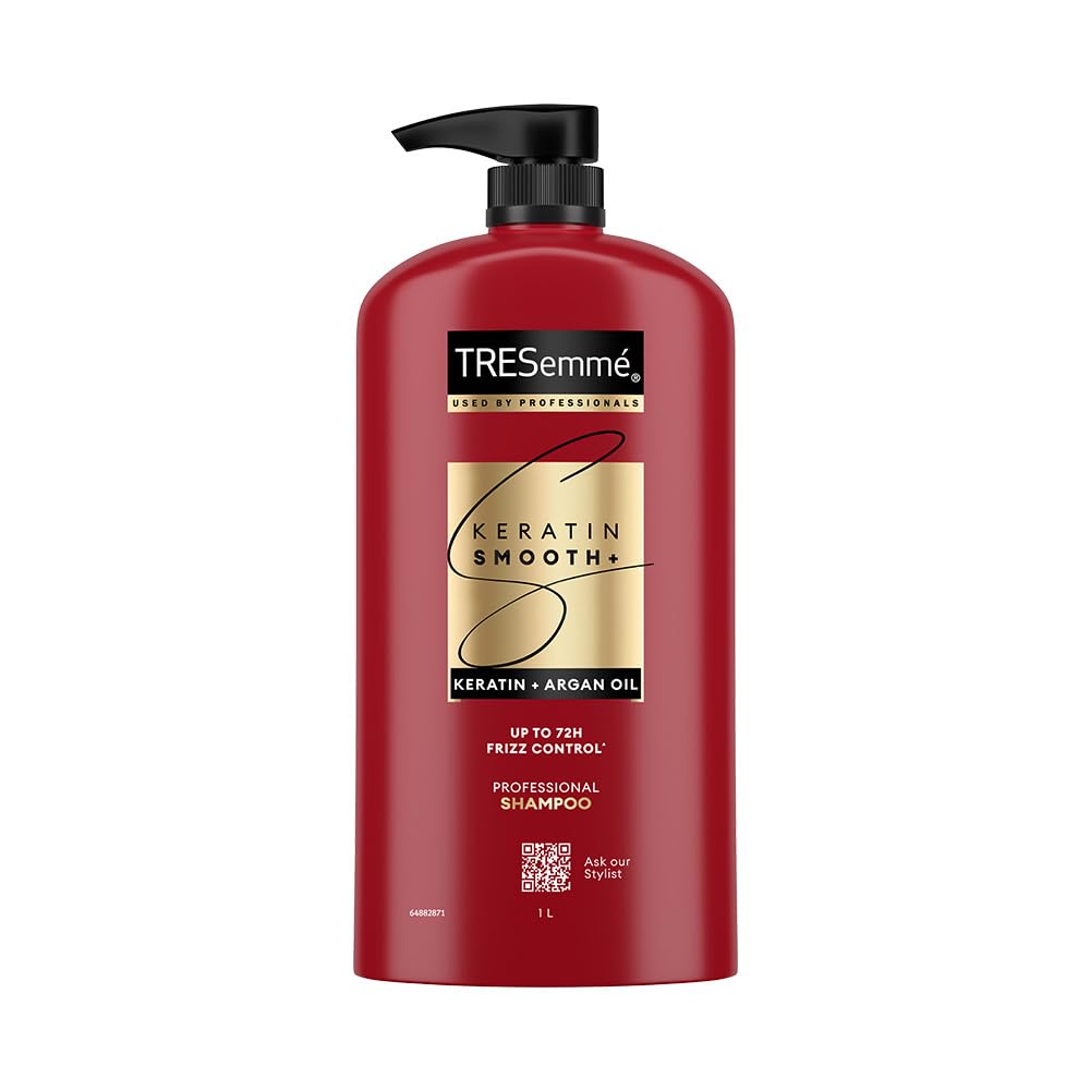 TRESemme Keratin Smooth+ Shampoo 1000ml With Keratin Protein and Argan Oil | Salon-Like Smooth Hair | Up To 72H Frizz Control