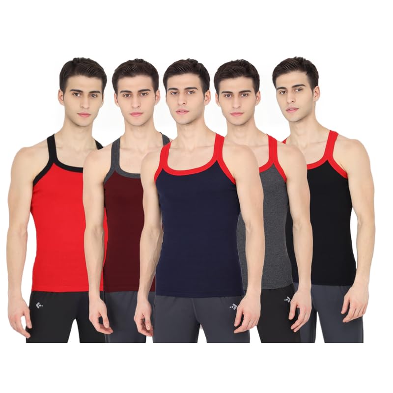 Image of INNERO MBG Cotton Men's Gym Vest, Multicolor Soft & Comfortable Square Neck Undershirt