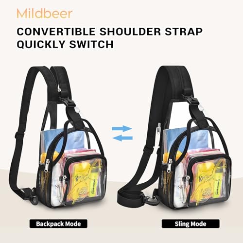 Image of Mildbeer Womens Convertible Clear Backpack, Compact Concert Black Mini