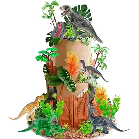 DRWATE 19 PCS Dinosaur Cake Toppers Cover