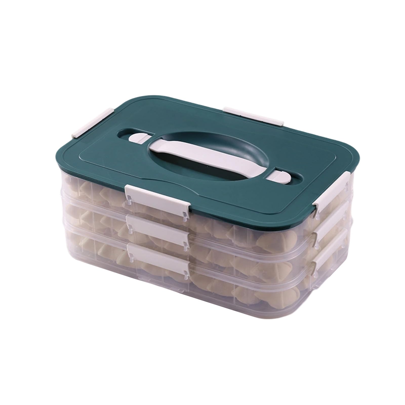 Woedpez Refrigerator Food Organizers Antislip Textured Bottom Food Storage Container for Dumplings, Cookie, and More Secure Closure Container