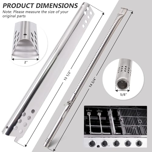 Image of Criditpid Grill Replacement Parts for Charbroil Advantage 4 Burner 463344116 463343819 466344116 Models, Grill Burners, Heat Plate Shields, Crossover Tubes, Ignitors & Spark Generator Kit.
