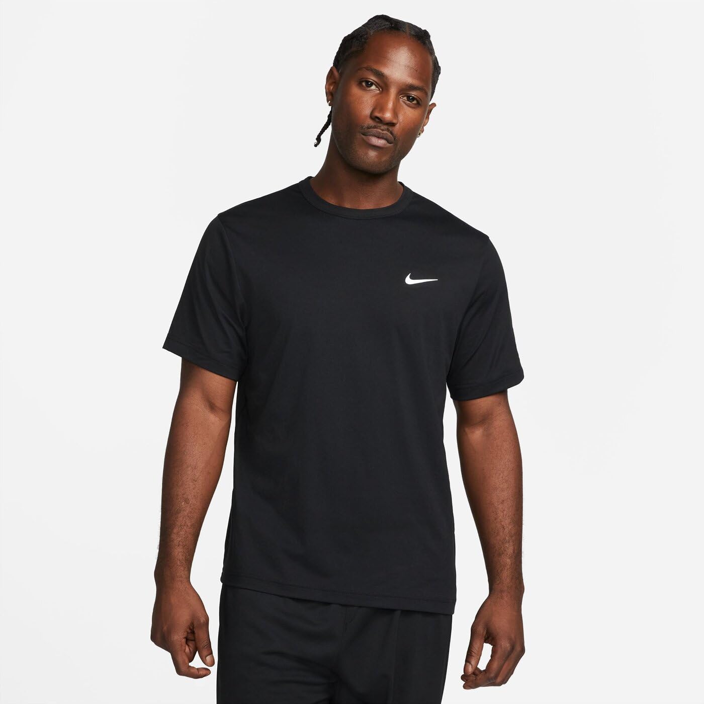 Nike Men's Dri Fit Uv Hyverse Short Sleeve Fitness Top Black Medium