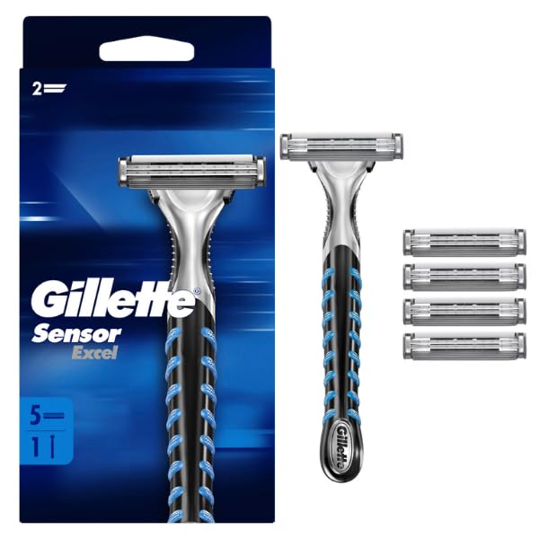 Gillette Sensor Excel golarka męska, golarka + 3 ostrza z podwójnym ostrzem, prezent dla mężczyzn