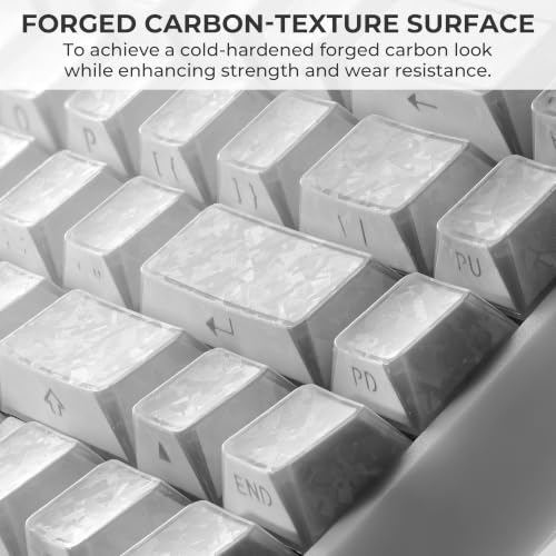 Image of GMKWTL XVX White Shine Through Keycaps, PBT Keyboard Keycaps Cherry Profile | Forged Carbon Texture, Side Printed Keycap Sets Suitable for 60% 65% 75% 80% 100% Mechanical Keyboard