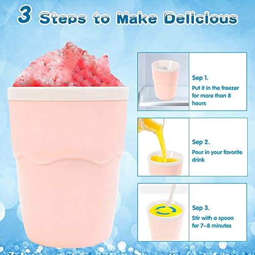 Slushy Maker Tasse mit Löffel, schnell einfrierende Smoothies Tasse, Aluminium Kühlbecher Doppelschicht Slushy Maker, hausgemachte Eiscrememaschine DIY es für Kinder und Familie (Rosa) – Bild 5