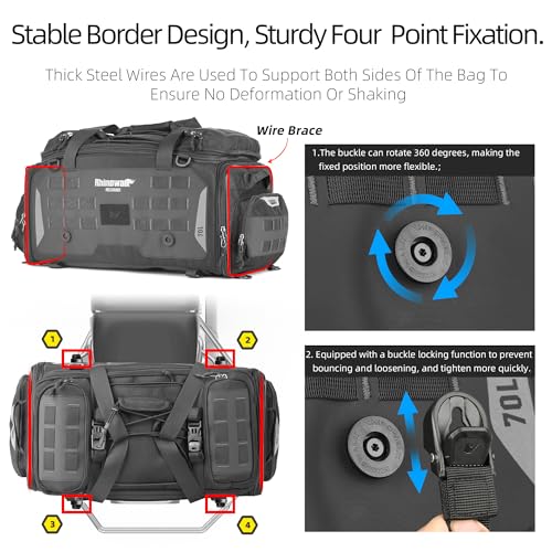 Alforja trasera para motocicleta HUNTVP, impermeable y expandible de 50-70 L, para asiento trasero o rejilla, equipaje de viaje con sistema MOLLE, color negro miniatura 5
