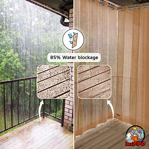 Image of HIPPO 150 GSM Outdoor Sun Blocking Balcony Eyelet /Grommet Curtains Sun & UV Protection, Light Filtering 3FTX4.5FT Window Curtain (Beige-Brown)