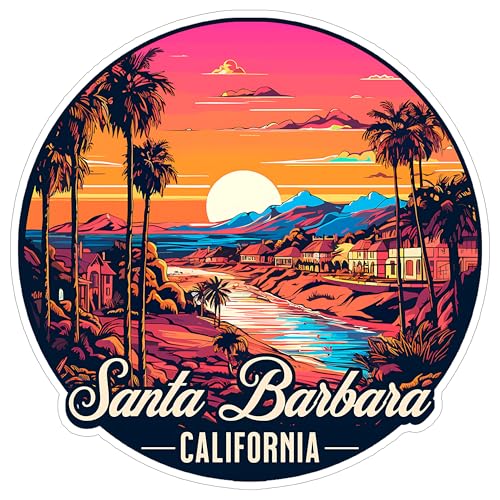 Santa Barbara California Sticker 4 Inch Travel Souvenir City Destination - Waterproof Vinyl Decal...