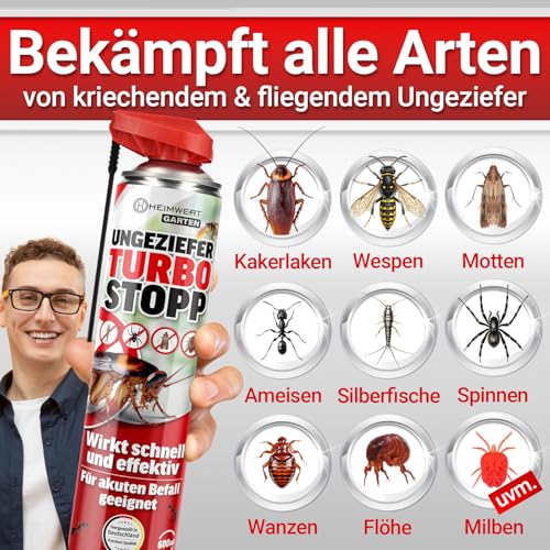 HEIMWERT Insektenspray Akut gegen Ungeziefer – Sofortige Wirkung mit Langzeitschutz gegen Ameisen, Mücken, Fliegen, Silberfische, Spinnen uvam - Spray Mittel für Wohnung + Garten 600 ml (600ml)