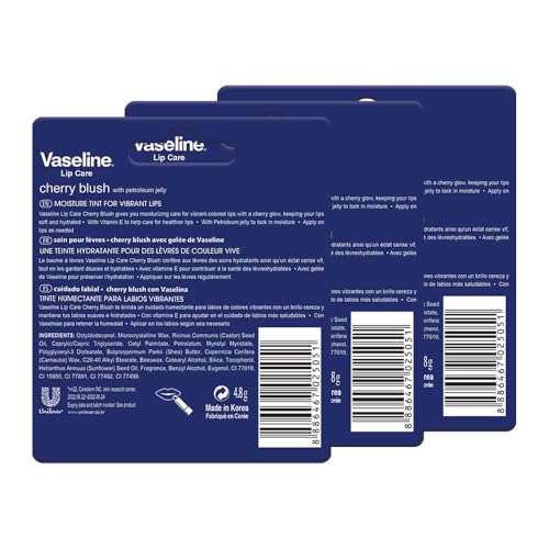 Image of Vaseline Lip Care Cherry Blush Tinted Lip Balm Stick 4.8g (Pack of 3)