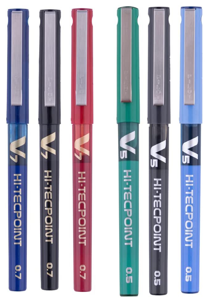 Image of Pilot V7 Liquid Ink Roller Ball Pen (1 Blue + 1 Black + 1 Red),multicoloured,9000014717 V5 Liquid Ink Roller Ball Pen - 1Blue + 1Black + 1Green