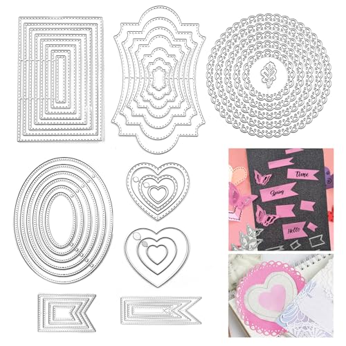 Pochoirs de découpe scrapbooking avec matrices fleurs et rectangles pour loisirs créatifs