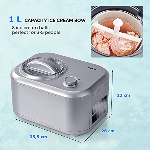 RELAX4LIFE 1 L Eismaschine Elektrisch, Eiscrememaschine mit 100 W selbstkühlendem Kompressor,3 Modi, inkl. Löffel… – Bild 6