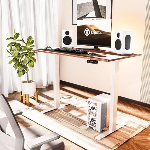Image of ErgoYou - Electric Height Adjustable Standing Table - Dual Motor 3 Stage - 125 Kg Max Weight Capacity - E15 Series - Ergonomic Sit Stand Computer Desk (Walnut, 47 x 23.5 inches)