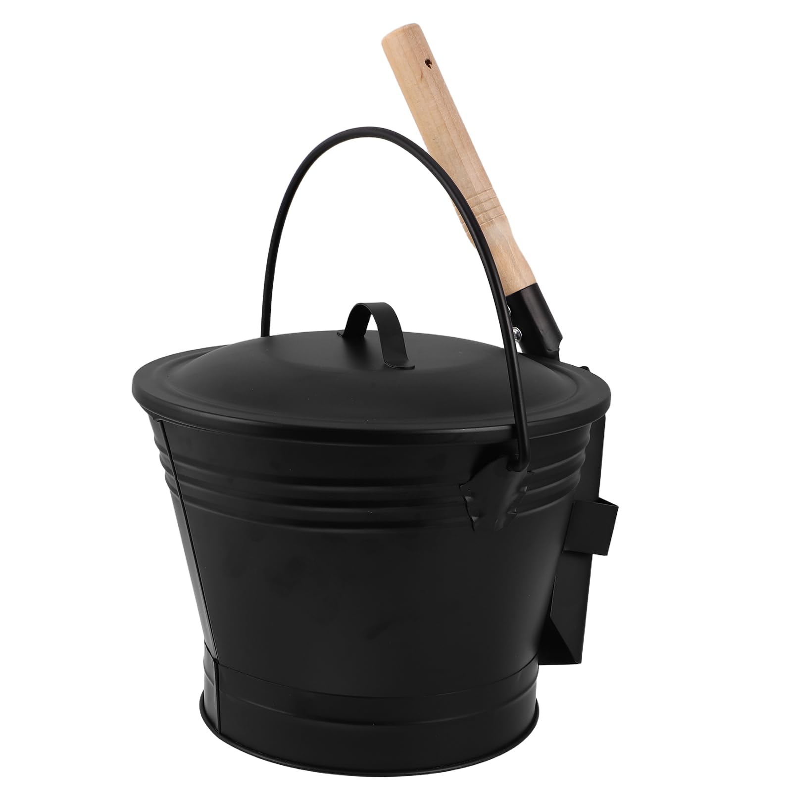 Set Secchio e Pala per Cenere in Metallo Resistente con Manico Antiscottatura, Contenitore per Cenere Calda con Coperchio, Kit Attrezzi per Pulizia Caminetto Interno ed Esterno