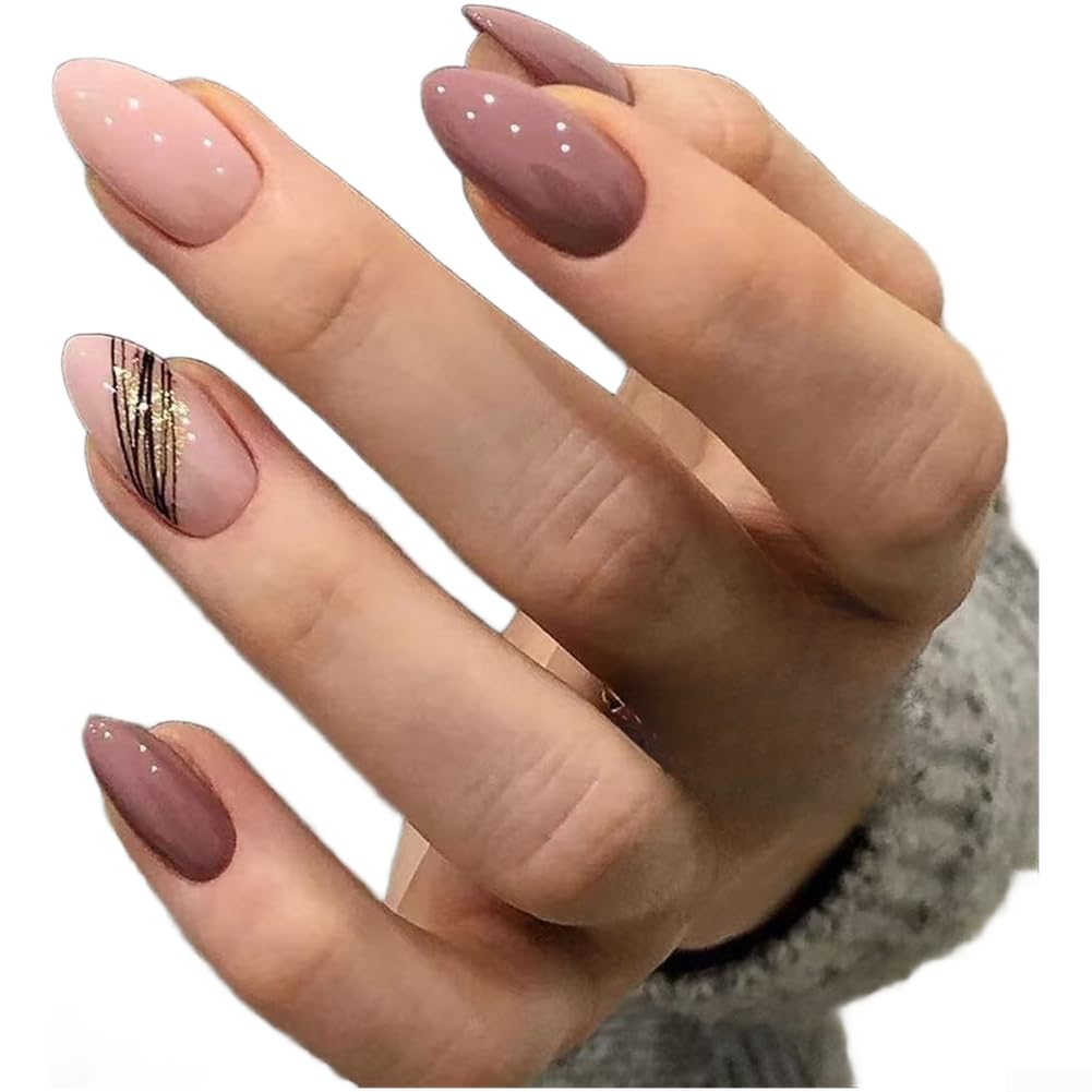 Uñas Postizas Almendra 24uds Largas con Gel Uñas Postizas Almendra(AW330)