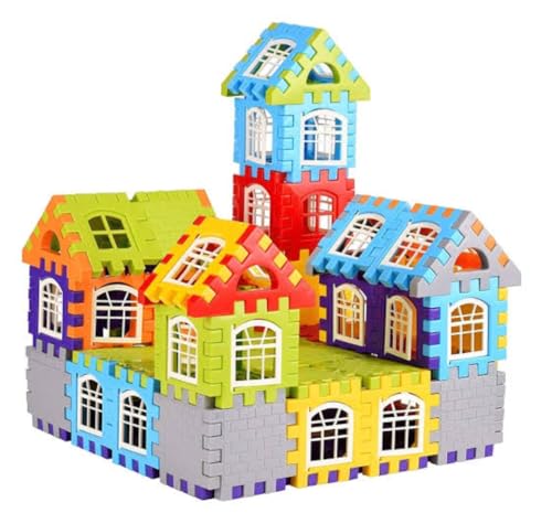 Image of MBK 60+ Piece Multi Colored Happy Home Building Blocks Set | Educational Block Game for Kids 2-5 Years | Attractive Windows and Smooth Edges | Boys, Girls, Childrens Toys