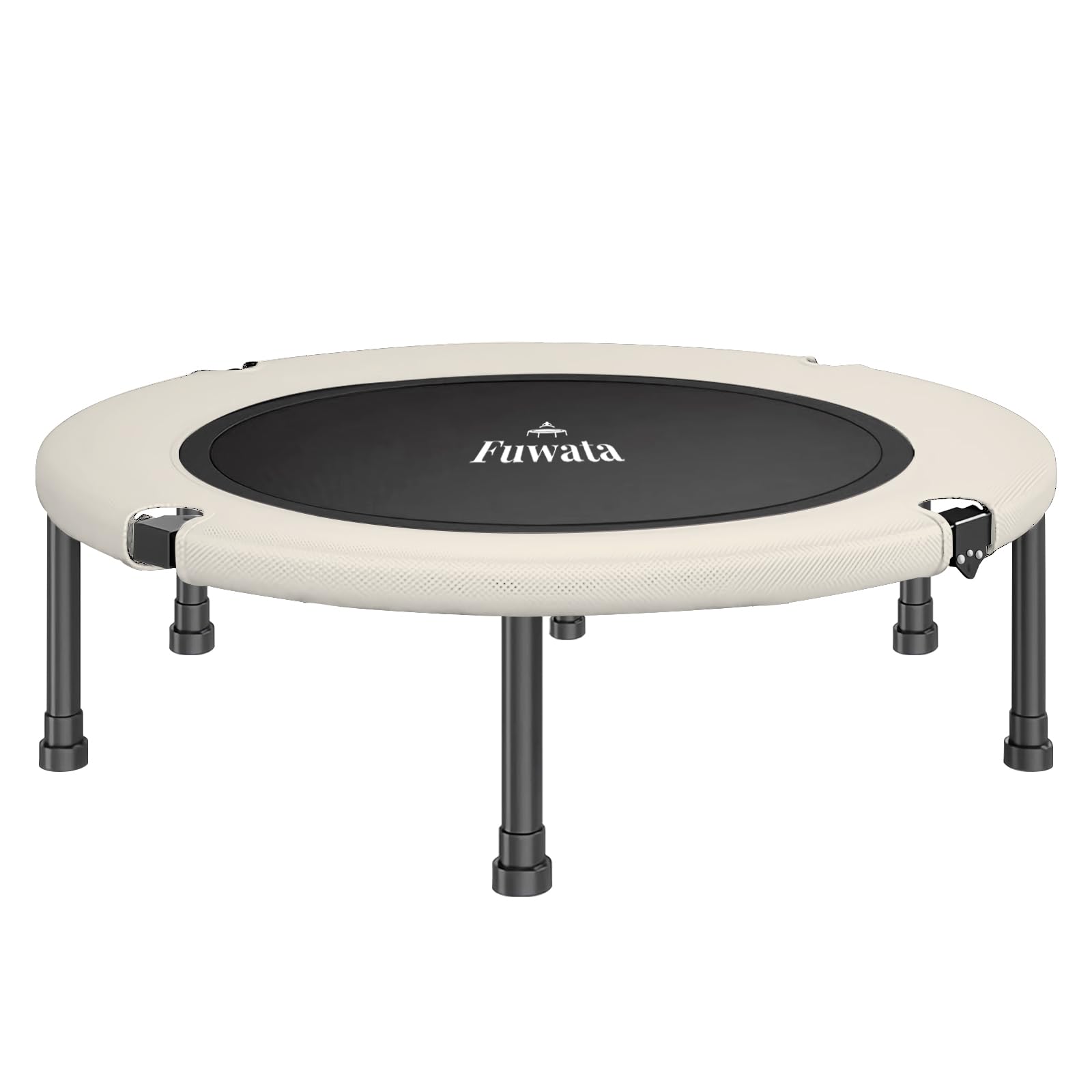 Fuwata トランポリン 室内用 大人用 子供用 大型102cm 耐荷重150kg 静音 折りたたみ ダイエット 家庭用 6本脚 (ベージュ)