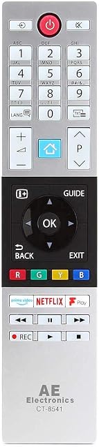 AE® Toshiba TV Remote Control CT-8541 CT8541 for Toshiba LCD OLED LED SMART UHD 4K Television with Netflix Prime F-Play Freeview Play Buttons