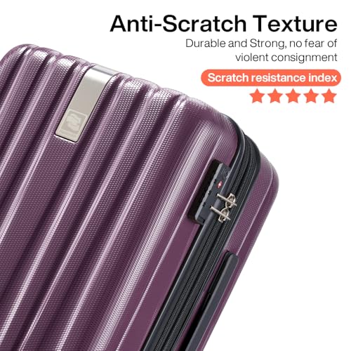 Image of Hanke Luggage Sets 2 piece Carry On Luggage with Wheels PC Hard Shell Suitcases Lightweight Checked Travel Luggage Large Travel Suitcase Woman Men 20 /29 Inch（Purple）
