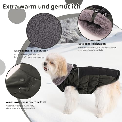 Savlot Wärme hundemantel Winddicht hundejacke Reflektierend hundemantel für kleine Hunde Hundemantel Grosse Hunde Mit Reißverschlussl Mit Reißverschluss Grün M