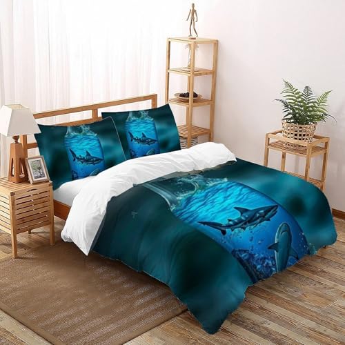 Linge de lit requin king en microfibre premium avec imprimé 3D haute définition