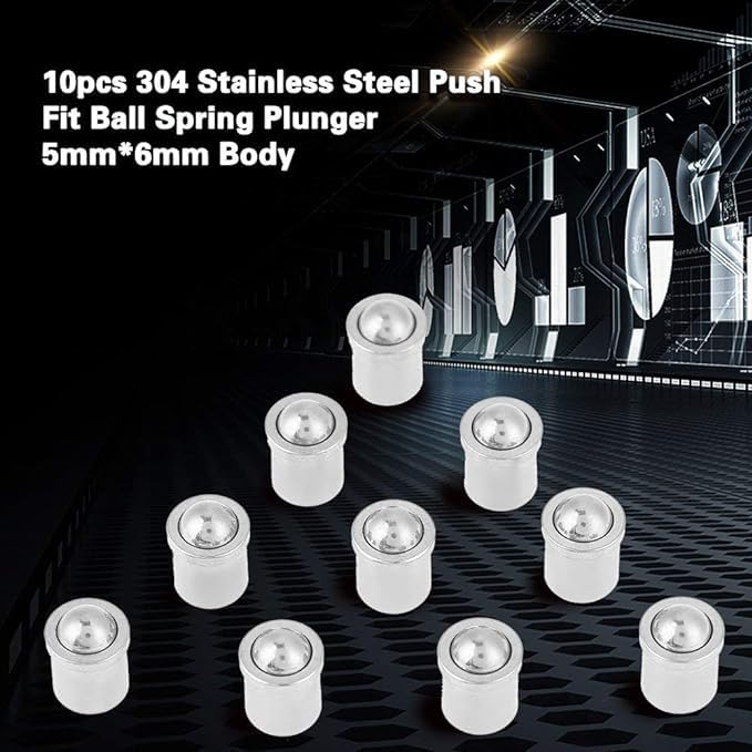 Telituny Spring Piston, Pack of 10 Spring Piston Ball 304 Stainless Steel Ball Piston Kit, 5 mm x 6 mm Body - Image 4