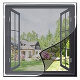 Gimars Mosquitera Ventana Magnética 100x125cm Ajustable Pantilla Mosquitera Ventana de Malla Superfino Tamaño DIY Cortina Mosquitera Cortable con Imanes Contra Insectos para Ventana,Negra