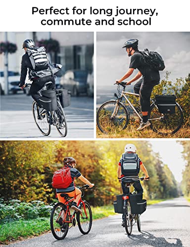 KEMIMOTO Bike Bag Accessories Panniers for Bicycle Rear Rack Bag Upgraded 34L Capacity Storage Saddle Bag Water Resistant Mountain Road Electric Bike Trunk 6 inches Bike Rack Black - Image 6