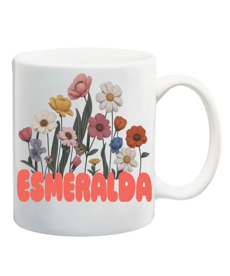Wildflowers Mug,personalized Mug,personalized Name Esmeralda 11oz White Mugcustom Name Mug,mug,custom Gift Mug,birthday Gift Mug Name Flower 017366