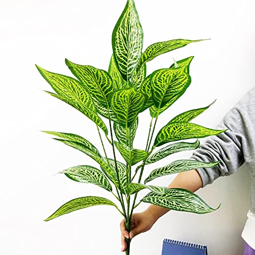 ZAW Palmera de 75 cm, 26 hojas, plantas de palmeras artificiales grandes, ramo de árbol de monstera tropical, hojas de plástico de tacto real, follaje de pared para decoración del hogar, plantas