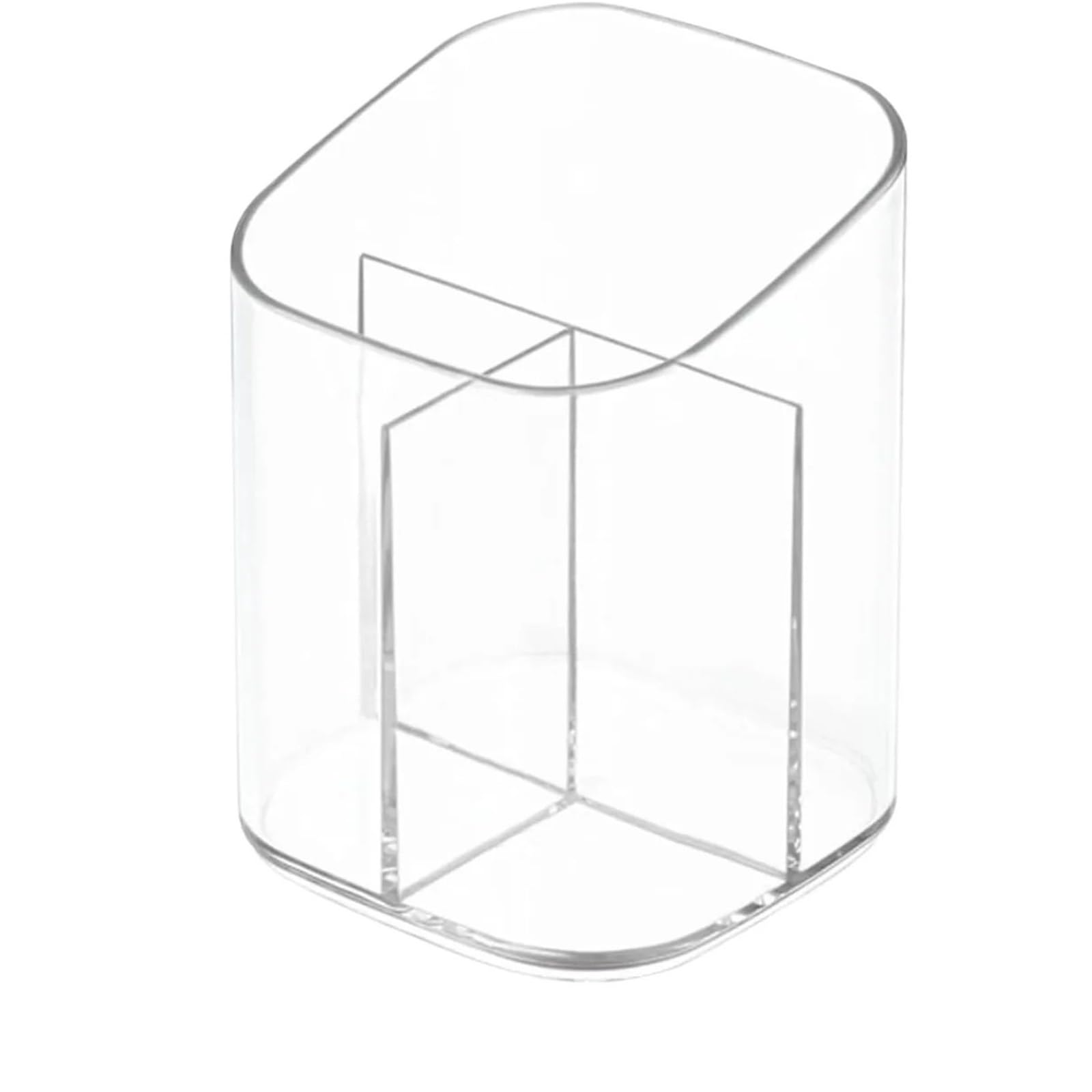 WEOKDFHA Clear Pencil Holder Clear 3 Slots Pencil Pen Holder for Desk, Desktop Makeup Brush Storage Organizer Cup Stand for Office Home