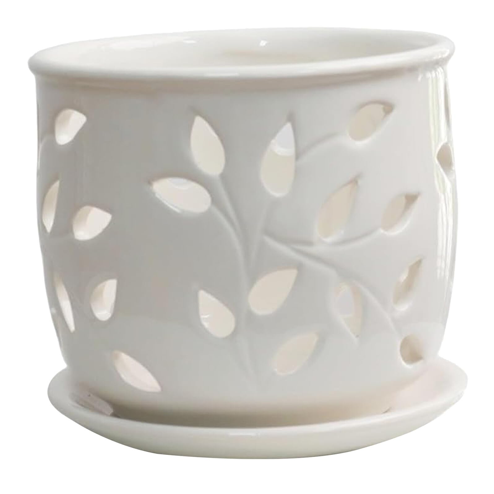 ifundom Biały Ceramiczny Kwadratowy Doniczka z Otworami Ceramiczny Pojemnik Rośliny Doniczkowe Do Wnętrz i Zewnątrz Ceramiczna Doniczka Storczyki i Sadzonki