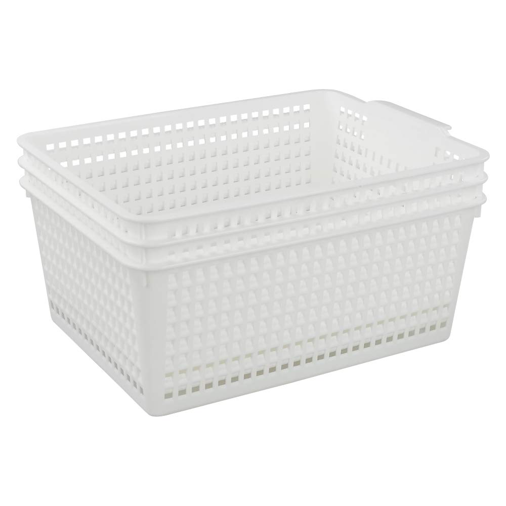 Yarebest 3-pack Plastic Organizer Bins, Large Storage Basket Bins