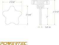 Vista 3 de POWERTEC Paquete de 10 Perillas de 5 Estrellas de 1/4"-20 con Espárrago Roscado de 2", Perillas de Tornillo de Mariposa con Pernos para Cortacésped