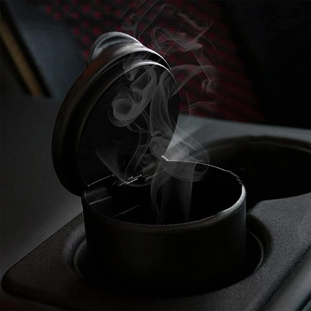 2 PCS Portable Ashtray, Car Ashtray with Lid Smell Proof, Portable Ashtrays for Cigarettes, Portable Car Ashtray Cup, for Cars Auto Truck(Black) — view 3