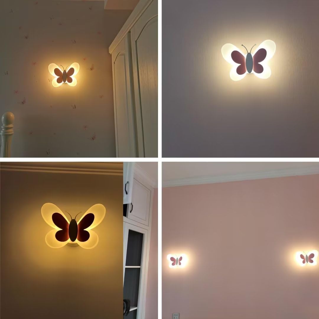 Lámpara De Pared De Mariposa LED Lámpara De Pared De Cabecera De Dibujos Animados Creativos Soporte De Iluminación De Pared Iluminación De Pared Decorativa para Dormitorio, Habitación De Niños