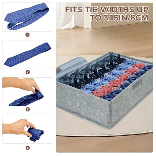 2-Pack-Sock-Tie-Organizer-with-Lid-30-Cell-Foldable-Storage-Box-Keeps-socks-ties-belts-small-accessories-neatly-organized-with-a-foldable-dustproof-design-and-easy-access-compartments