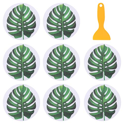 DOITOOL 8PCS Bathtub Stickers Non Slip for Adults or Kids,Monstera Leaves Patterns Anti Slip Shower Decals Non Slip Safety Adhesive Shower Appliques with 1 Scraper for Bath Tub and Shower Surfaces