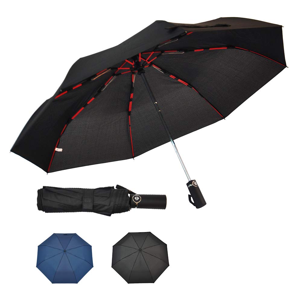 SoulRain Full Automatic Umbrella Windproof 3 Folding Auto Open Close Rain Umbrellas Compact 8 Ribs Portable Travel For Men Women 46 Inch