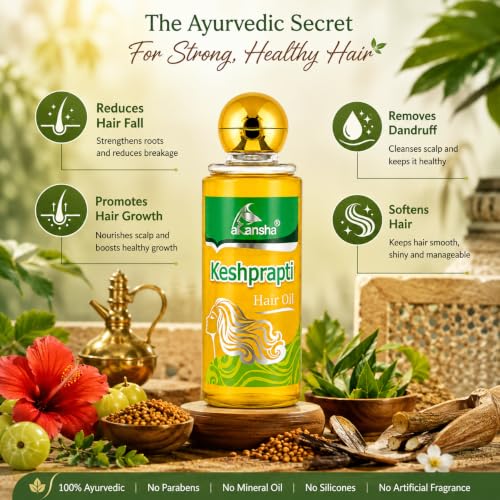 Image of AKANSHA Keshprapti Ayurvedic Non Sticky Anti Dandruff Hair Fall Control Hair Oil (100ML)