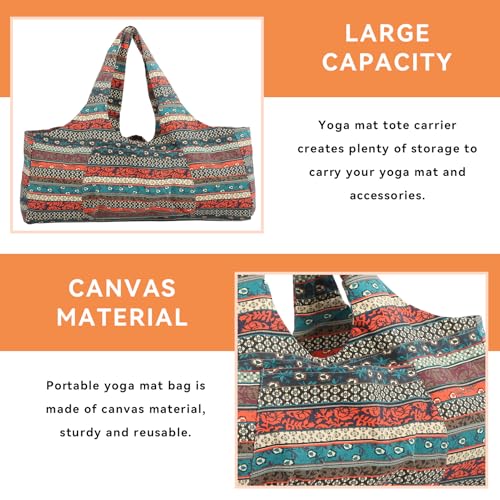 Oversized Yoga Mat Bag, Etnische Stijl Yoga Mat Tote Ademend Canvas Yoga Mat Sling Carrier Met Voorzak Voor Vrouwen Mannen - Afbeelding 5