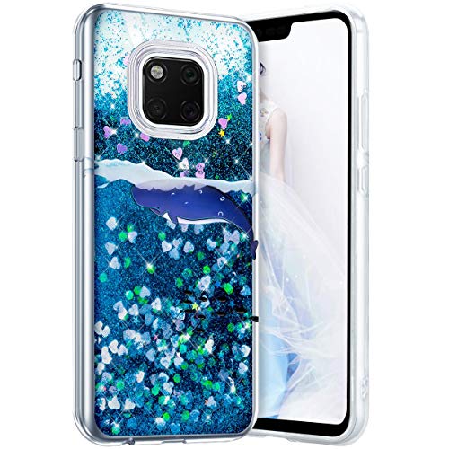 Robinsoni Case Compatible with Huawei Mate 20 Pro Phone Cover Flexible Huawei Mate 20 Pro Case Silicone TPU Case 3D Liquid Floating Cover Sparkle Bling Cover Shockproof Case Bumper Case Whale 1