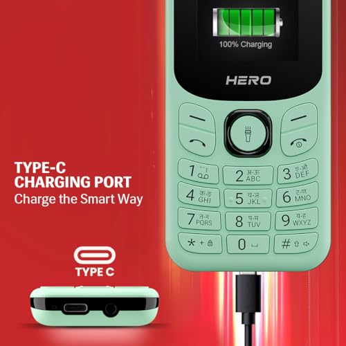 Image of Lava Hero Shakti 2026 Dual Sim Keypad Mobile Phone (with Vibration Alert) | 1.8 inch Display | Super Saving Battery Mode | Stylish Design | Number Talker | (Mint Green)| Type-C