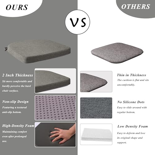 FlyGulls Chair Cushions for Dining Chairs 4 Pack Textured U-Shaped Kitchen Chair Cushions with Ties and Non-Slip Backing Indoor Chair Pads with Removable Cover (17"x17" Dark Grey) - Cosy Home Interiors FlyGulls Chair Cushions for Dining Chairs 4 Pack Textured U-Shaped Kitchen Chair Cushions with Ties and Non-Slip Backing Indoor Chair Pads with Removable Cover (17"x17" Dark Grey) - Image 6