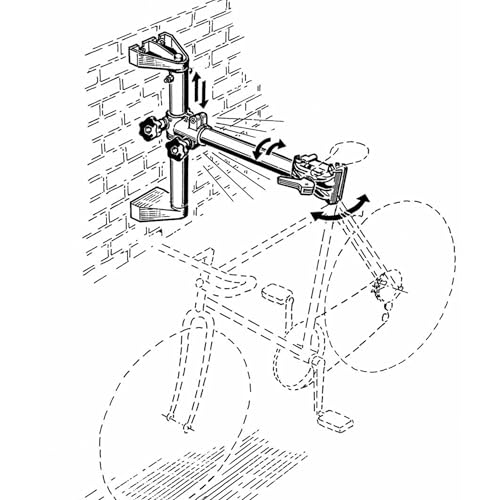 Andrys Cavalletto Manutenzione Bici Da Parete - Supporto Bici Da Muro Con Regolazione Verticale E Rotazione A 360 Gradi - Portata Massima 18Kg - Alluminio E Plastica Resistente Con Viti Incluse - 4