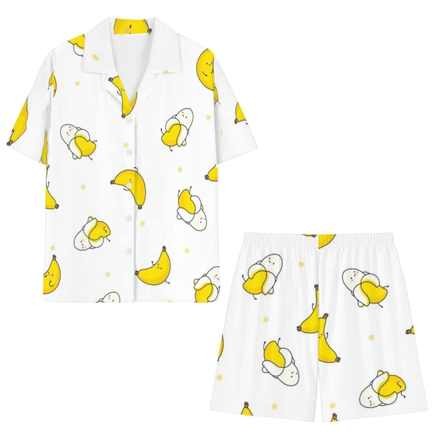 Amazon.co.jp: パジャマ バナナ柄 フルーツ 柄 部屋着 寝間着