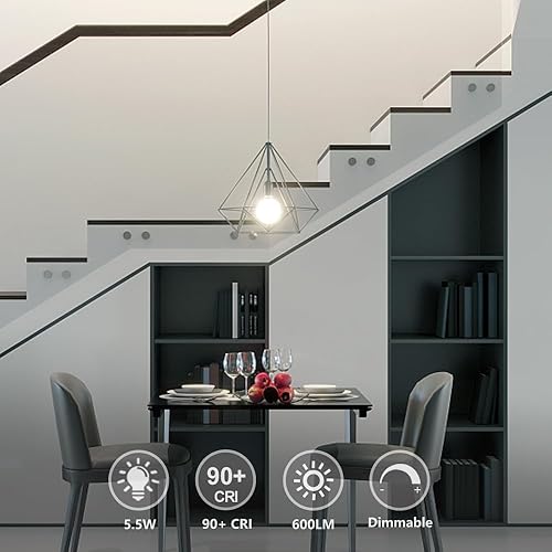 Miniatura 8 de Paquete de 2 bombillas LED G40G125, luz blanca cálida de 2700 K regulables, equivalente a 5.5 W, bombillas LED de globo de 60 W, CRI 90+, vidrio